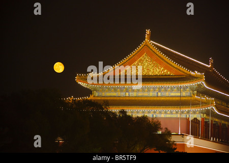 Vista notturna di Piazza Tien An Men Tower, Pechino, Cina Foto Stock