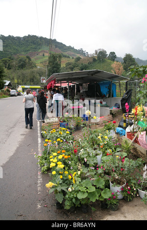 Mercato stradale in Chiriqui Highlands, pieni di turisti acquistare artigianato e alimenti regionali. Foto Stock