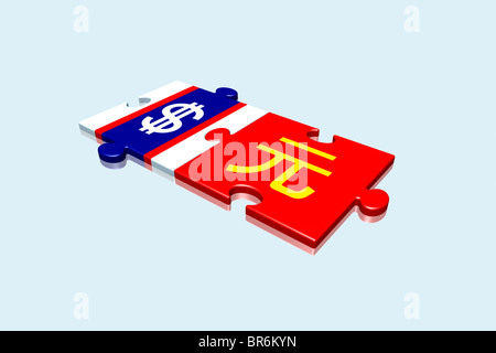 Dollaro e Yuan i pezzi del puzzle Foto Stock