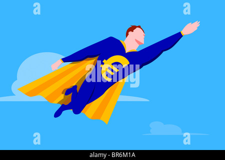 Il supereroe con simbolo Euro Foto Stock