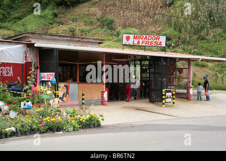 Mercato stradale in Chiriqui Highlands, pieni di turisti acquistare artigianato e alimenti regionali. Foto Stock