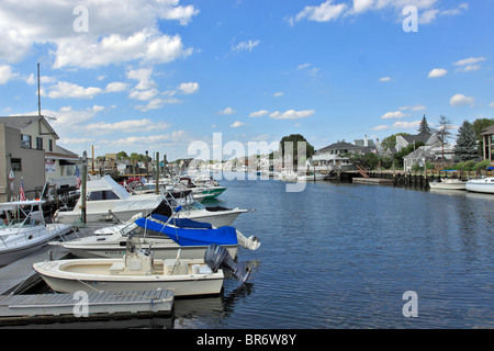 Il Woodcleft Canal sul miglio nautico Freeport Long Island NY Foto Stock
