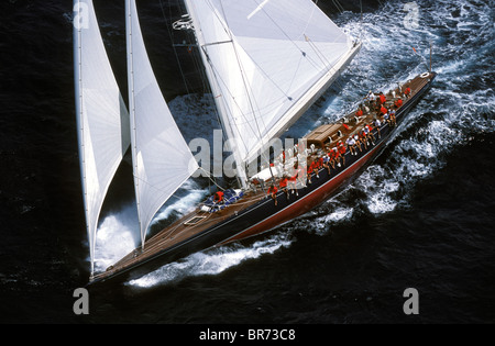 J-Classe 'adoperano' a Antigua Classics, 2001. Foto Stock