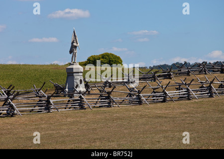 Memorial per la 132 Pennsylvania volontario fanteria, Sunken Road, Antietam campi di battaglia della Guerra Civile, Virginia, Stati Uniti d'America Foto Stock