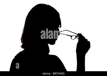 Silhouette di teen ragazza con occhio glsses Foto Stock