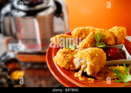 Pepite di pollo in un American diner Foto Stock
