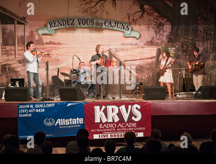 In Louisiana, Eunice, Teatro Liberty costruito 1927, regolari Saturday Night Live music radio broadcast Rendez Vous des Cajuns Foto Stock