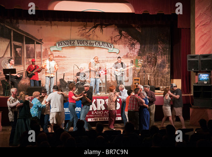 In Louisiana, Eunice, Teatro Liberty costruito 1927, Saturday Night Live music radio broadcast Corey Ledet Zydeco Band Foto Stock