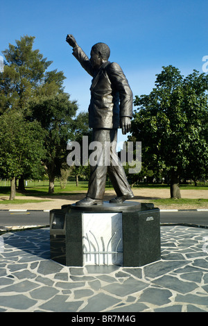 Nelson Mandela statua a Groot Drakenstein prigione, Sud Africa Foto Stock