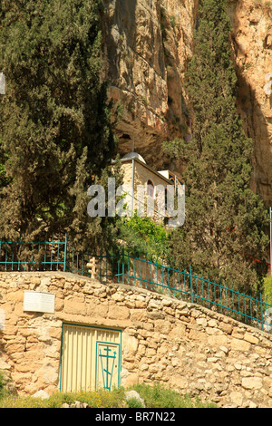 Deserto della Giudea, Russo Ortodossi Hariton Monastero di Wadi Qelt Foto Stock
