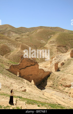 Deserto della Giudea, l acquedotto erodiano di Wadi Qelt che portava acqua da Ein Prat a Gerico Foto Stock