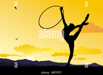 Illustrazione astratta di ginnastica ritmica silhouette Foto Stock