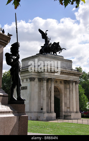 Wellington Arch, Hyde Park Corner, City of Westminster, Greater London, England, Regno Unito Foto Stock