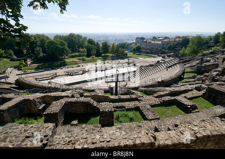 Il romano-teatro era sulla collina di Fourvière. Lione, Rhone-Alpes, Francia Foto Stock