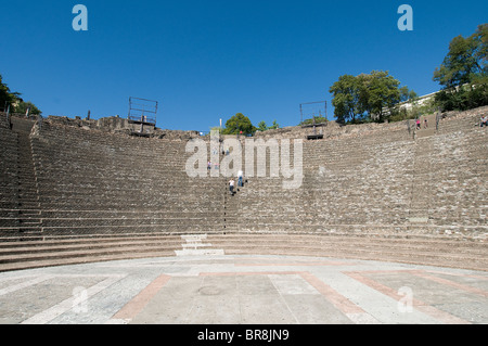 Il romano-teatro era sulla collina di Fourvière. Lione, Rhone-Alpes, Francia Foto Stock