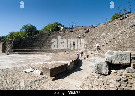 Il romano-teatro era sulla collina di Fourvière. Lione, Rhone-Alpes, Francia Foto Stock