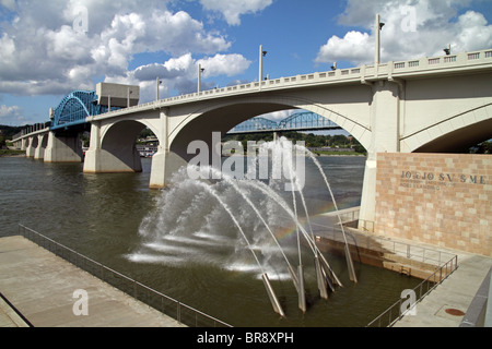 Ross's Landing da John Ross Bridge, Chattanooga, Tennessee, Stati Uniti d'America Foto Stock