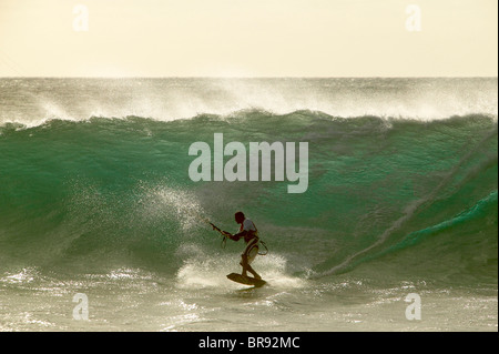 Kiteboarding fuori di Punta Preta in Cabo Verde Capo Verde Foto Stock