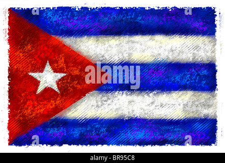 Disegno della bandiera di Cuba Foto Stock