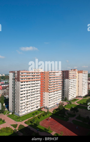 Blocco a torre di appartamenti, Chorzow, Polonia Foto Stock