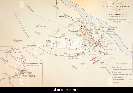 Piano di battaglia di Cawnpore, India,1857. Foto Stock
