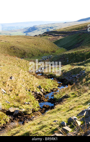 Lungo Gill in Kingsdale accanto alla singola traccia strada tra Dent e Ingleton vicino Whernside, nord di testa Kingsdale, Cumbria Foto Stock