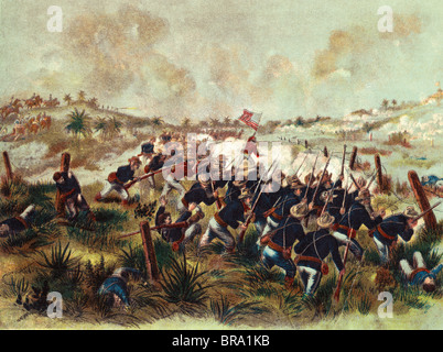 1890 truppe americane caricare SAN JUAN HILL CUBA 1 LUGLIO 1898 spagnolo durante la guerra americana SCENA DI BATTAGLIA Foto Stock