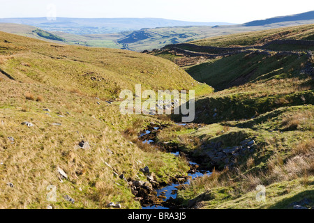 Lungo Gill in Kingsdale accanto alla singola traccia strada tra Dent e Ingleton vicino Whernside, nord di testa Kingsdale, Cumbria Foto Stock