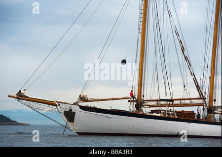 A bordo della storica tall ship "Zodiaco" siamo andati in crociera attraverso il San Juan Isole del Puget Sound area di stato di Washington Foto Stock