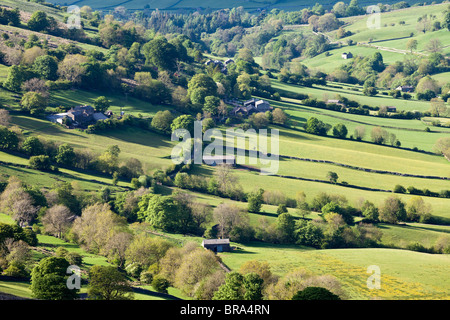 Piccole aziende agricole in Deepdale nel Yorkshire Dales National Park, vicino Whernside, a sud di ammaccatura, Cumbria Foto Stock