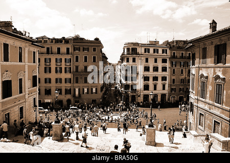 Vista dalla Scalinata di piazza di Spagna a Roma. Foto Stock