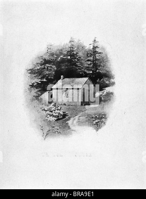 1800s 1840s Henry David Thoreau'S CABIN NEI BOSCHI ACCANTO A WALDEN POND CONCORD MASSACHUSETTS Foto Stock