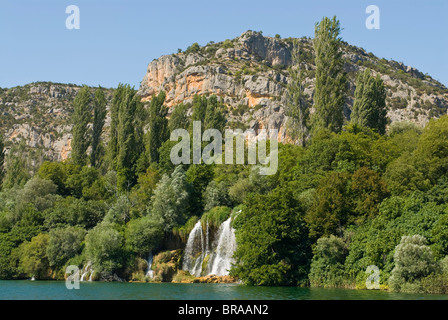 La cascata nel Parco Nazionale di Krka, Croazia, Europa Foto Stock