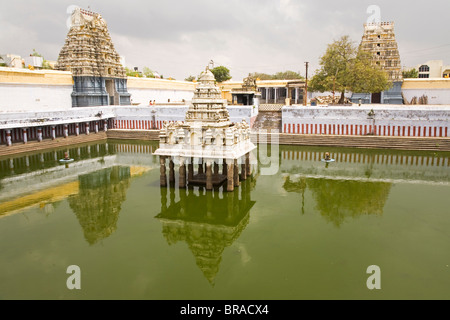 Il serbatoio all'ottavo secolo Kailasanath tempio, costruito dal re Pallava Narasimhavaranan II, in Kanchipuram, Tamil Nadu, India Foto Stock