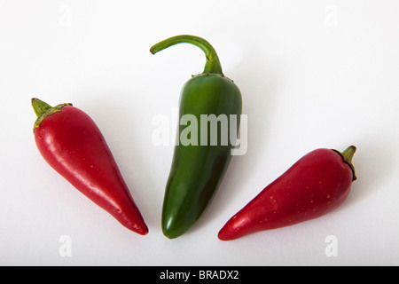 Rosso Verde hot chilie pepe peperoncini rossi Foto Stock