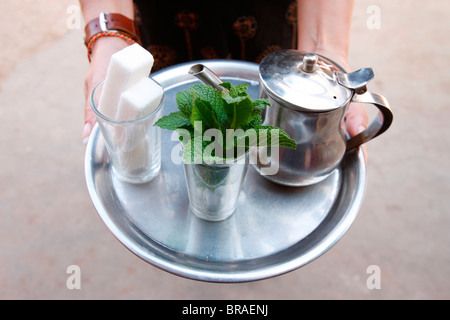 Il tè alla menta, Agadir, Marocco, Africa Settentrionale, Africa Foto Stock