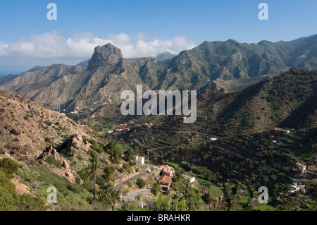 La valle di Vallehermoso, La Gomera, isole Canarie, Spagna, Europa Foto Stock