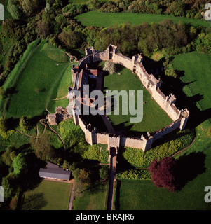 Veduta aerea del castello di Framlingham, Framlingham, Suffolk, Inghilterra, Regno Unito, Europa Foto Stock