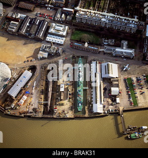 Immagine aerea di Chatham Historic Dockyard, un museo marittimo, Chatham, Kent, England, Regno Unito, Europa Foto Stock