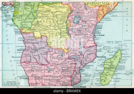 Mappa di Africa Centrale circa 1930. Foto Stock