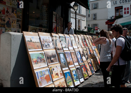 I turisti di Montmartre, Parigi, Francia Foto Stock
