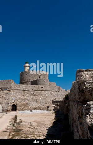 Vista parziale del faro di Rodi, antico luogo dove risiede il Colosso di Rodi Foto Stock