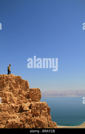 Israele, una vista del Mar Morto da Ein Gedi Foto Stock