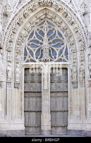 Gate centrale, Saint-Vulfran d'Abbeville chiesa, Abbeville, Somme, Francia Foto Stock