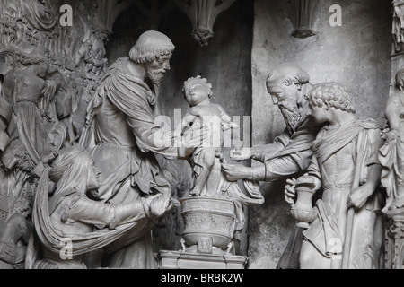 Statue intorno al coro, Notre Dame de la cattedrale di Chartres, Sito Patrimonio Mondiale dell'UNESCO, Chartres, Eure-et-Loir, Francia Foto Stock