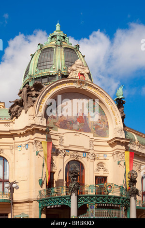 Repubblica ceca, Praga - casa municipale - art nouveau decorazione di esterno Foto Stock