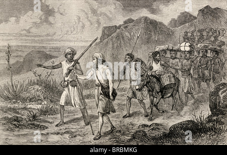 Mungo Park, 1771 a 1806, Scottish explorer, durante la sua esplorazione del continente africano nel 1795. Foto Stock