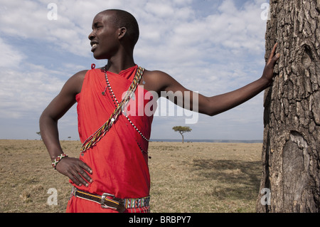 Masai uomo Masai Mara, Kenya, Africa orientale Foto Stock