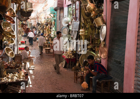 Medina, metallo Souk, Marrakech, Marocco, Africa del Nord Foto Stock