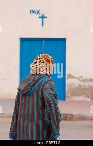 Donna velata Essaouira, Marocco, Africa del Nord Foto Stock